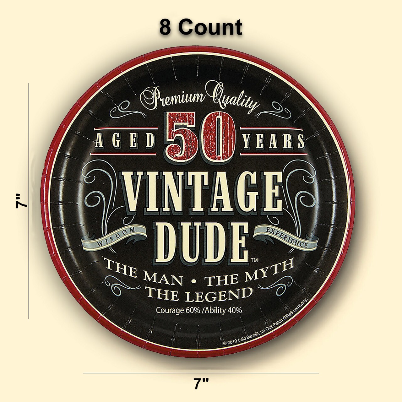 8 Ct. 50th Birthday Party Vintage Dude Paper Dessert Plates 7" Disposable Plates